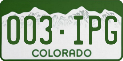 CO license plate 003IPG