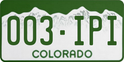 CO license plate 003IPI