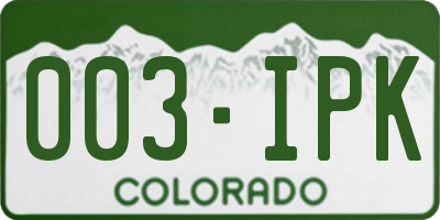 CO license plate 003IPK