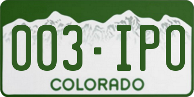 CO license plate 003IPO