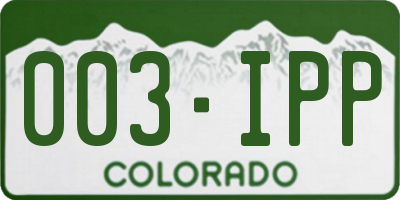 CO license plate 003IPP