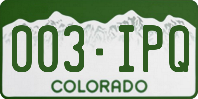 CO license plate 003IPQ