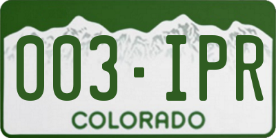 CO license plate 003IPR
