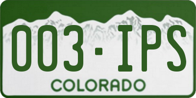 CO license plate 003IPS