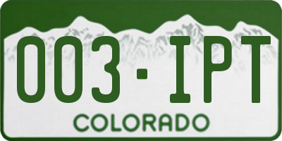 CO license plate 003IPT
