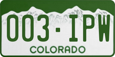 CO license plate 003IPW