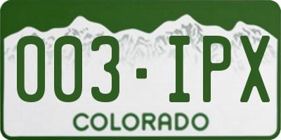 CO license plate 003IPX