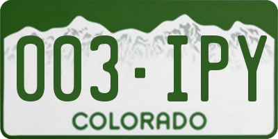 CO license plate 003IPY