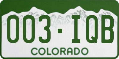 CO license plate 003IQB