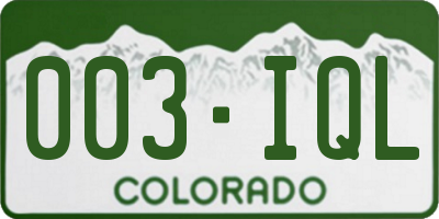 CO license plate 003IQL