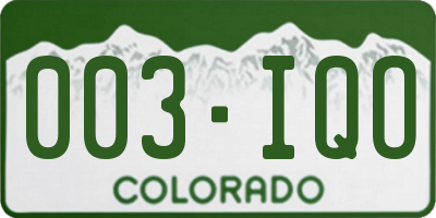 CO license plate 003IQO