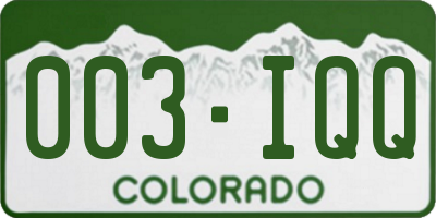 CO license plate 003IQQ