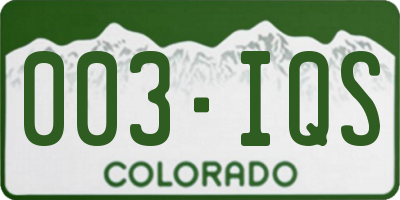 CO license plate 003IQS