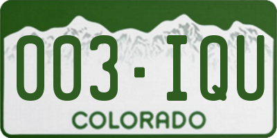 CO license plate 003IQU