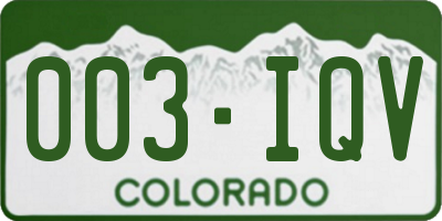CO license plate 003IQV