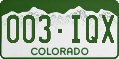 CO license plate 003IQX