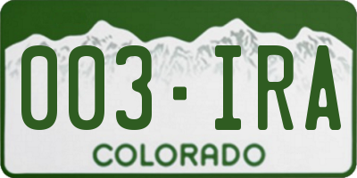 CO license plate 003IRA