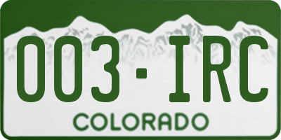 CO license plate 003IRC