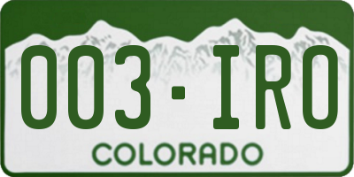 CO license plate 003IRO