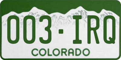 CO license plate 003IRQ