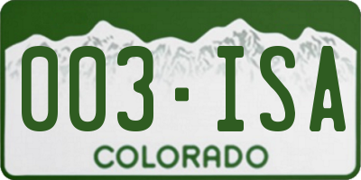 CO license plate 003ISA
