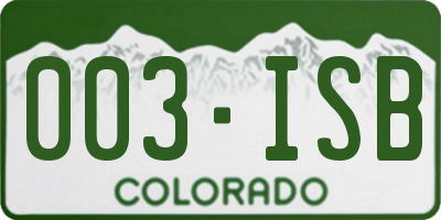 CO license plate 003ISB