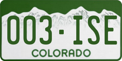 CO license plate 003ISE