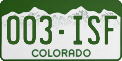 CO license plate 003ISF