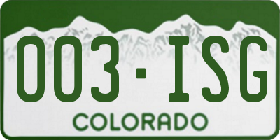 CO license plate 003ISG