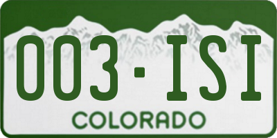 CO license plate 003ISI