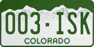 CO license plate 003ISK