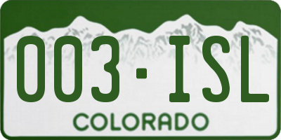 CO license plate 003ISL