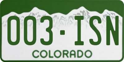 CO license plate 003ISN