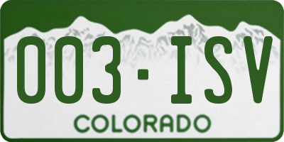 CO license plate 003ISV