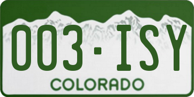 CO license plate 003ISY