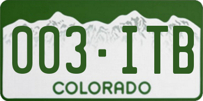 CO license plate 003ITB