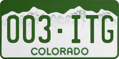 CO license plate 003ITG