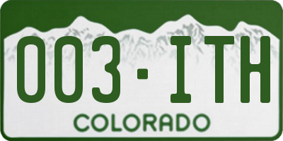 CO license plate 003ITH