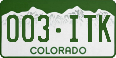 CO license plate 003ITK