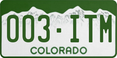 CO license plate 003ITM