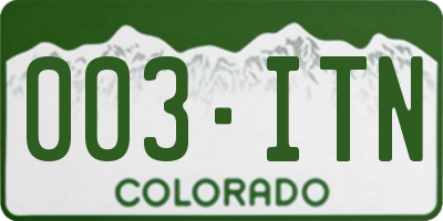 CO license plate 003ITN