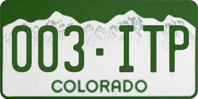 CO license plate 003ITP