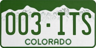 CO license plate 003ITS