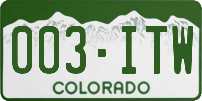 CO license plate 003ITW