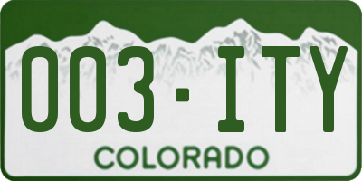 CO license plate 003ITY
