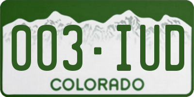 CO license plate 003IUD