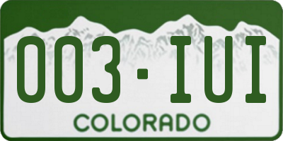 CO license plate 003IUI