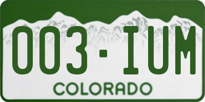 CO license plate 003IUM