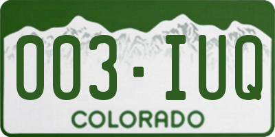CO license plate 003IUQ