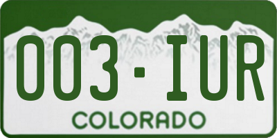 CO license plate 003IUR